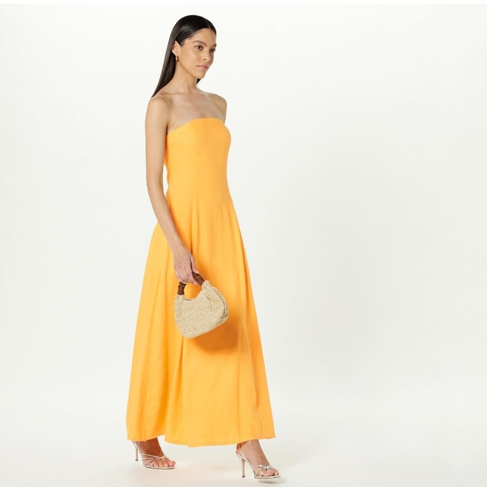 Elegant Yellow Strapless Dress